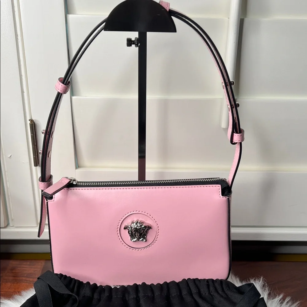NOT AVAILABLE Versace La Medusa Light Pink Shoulder Bag Calf Leather NWOT w/COA - Picture 1 of 17